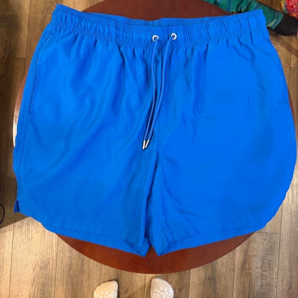 Lands' End Mens Blue Swim Shorts Trunks Mesh Lined Large 36-38